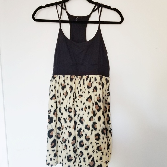 Hurley Dresses & Skirts - Hurley Black & Leopard Print Comfy Swing Dress